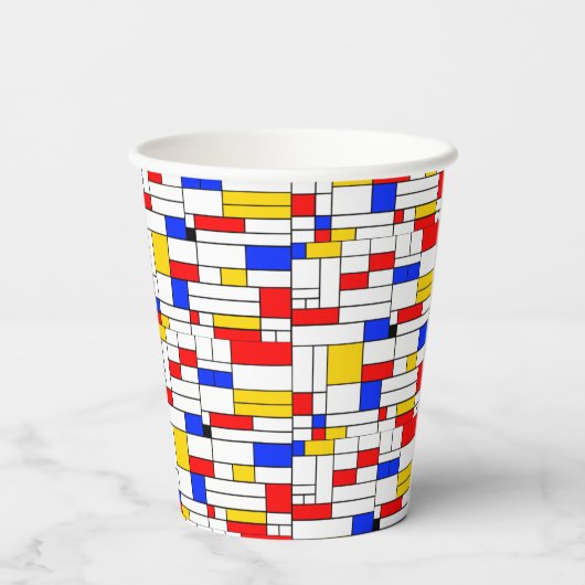 Gobelets En Papier Piet Mondrian Style Abstrait Art Café Mug Papier (Verso)