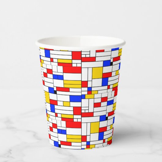 Gobelets En Papier Piet Mondrian Style Abstrait Art Café Mug Papier (Gauche)