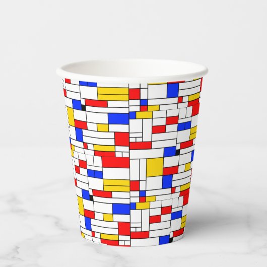 Gobelets En Papier Piet Mondrian Style Abstrait Art Café Mug Papier (Recto)