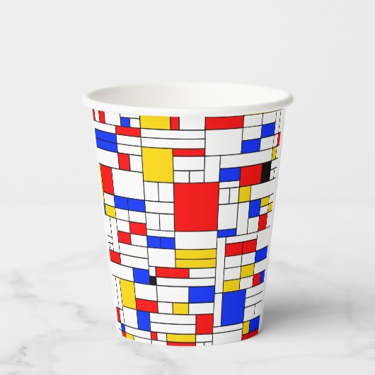 Gobelets En Papier Piet Mondrian Style Art Abstrait (Verso)