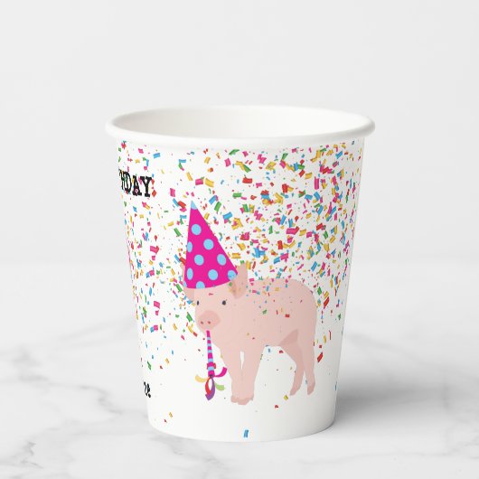 Gobelets En Papier Pig Party - Animaux à la fête d'anniversaire (Verso)
