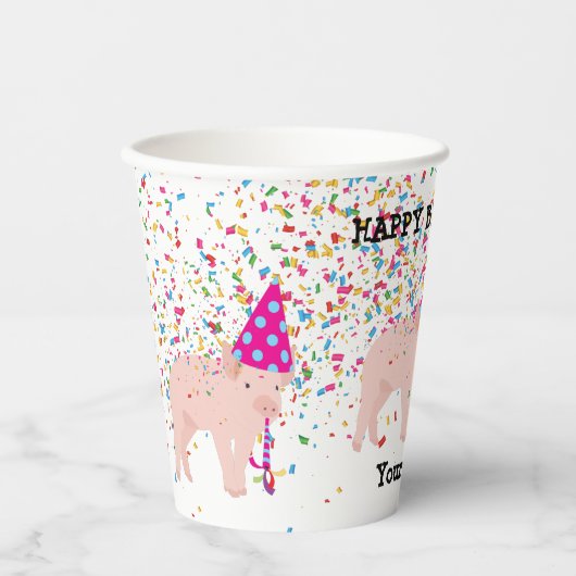 Gobelets En Papier Pig Party - Animaux à la fête d'anniversaire (Recto)