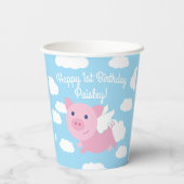 Gobelets En Papier Pig Volant mignon 1er anniversaire fêtes enfants (Verso)