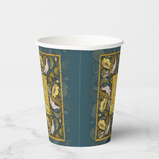 Gobelets En Papier Pigeon Blue Yellow Fish Art Nouveau (Droite)