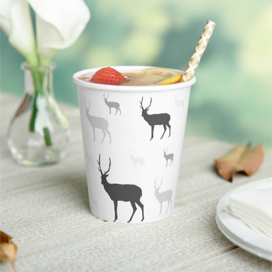 Gobelets En Papier Pilote à lancer en silhouette de cerf blanc et noi (Insitu)