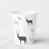 Gobelets En Papier Pilote à lancer en silhouette de cerf blanc et noi (Recto)