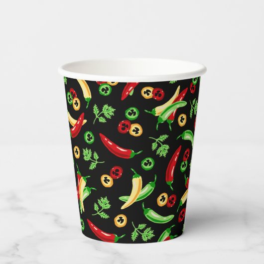 Gobelets En Papier Piments de chili et Cilantro (Verso)