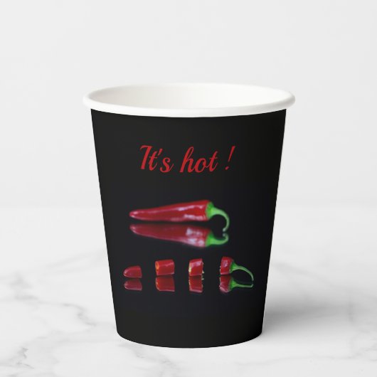 Gobelets En Papier Piments de piment rouge chaud avec texte personnal (Verso)