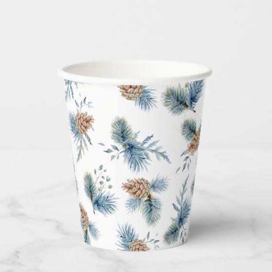 Gobelets En Papier Pin d'hiver et Evergreens (Recto)