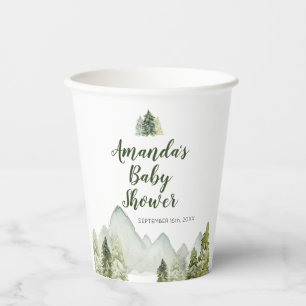Gobelets En Papier Pine Trees Baby shower Aventure Forêt de montagne
