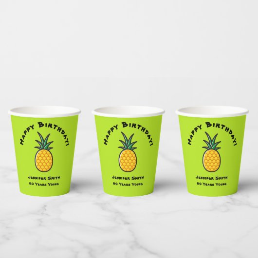 Gobelets En Papier Pineappy Personnalisé Tropical Paper Cups Party (Multi)
