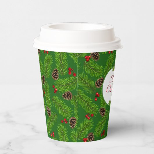 Gobelets En Papier Pinecones et baies de Noël personnalisées (Droite)