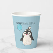 Gobelets En Papier Pingouin avec ballon papier d'anniversaire personn (Recto)