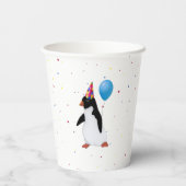 Gobelets En Papier Pingouin Avec Ballotte Bleue Anniversaire (Verso)