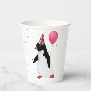 Gobelets En Papier Pingouin Avec Ballotte Rose