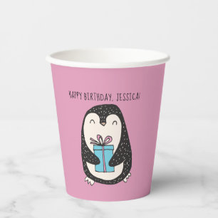 Gobelets En Papier Pingouin avec un présent papier personnalisé d'ann