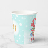 Gobelets En Papier Pingouin de patinage sur glace bleu (Droite)