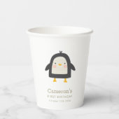 Gobelets En Papier Pingouin d'hiver Simple 1er anniversaire (Verso)