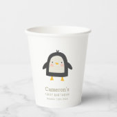 Gobelets En Papier Pingouin d'hiver Simple 1er anniversaire (Recto)