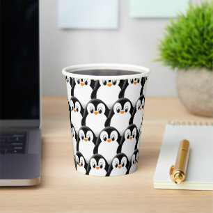 Gobelets En Papier Pingouin gras mignon sur tout le Motif d'impressio