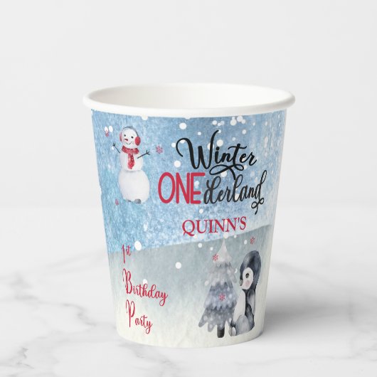 Gobelets En Papier Pingouin | Snowman Winter ONEderland 1er anniversa (Verso)