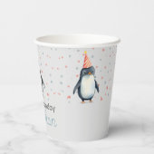 Gobelets En Papier Pingouins de fête, aquarelle, anniversaire d'enfan (Verso)