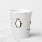 Gobelets En Papier Pingouins de fête, aquarelle, anniversaire d'enfan (Recto)