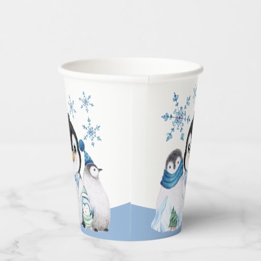 Gobelets En Papier Pingouins d'hiver (Droite)