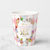 Gobelets En Papier Pink Alice in Wonderland 5th birthday (Recto)