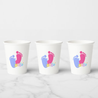 Gobelets En Papier Pink and Blue Baby Footprints