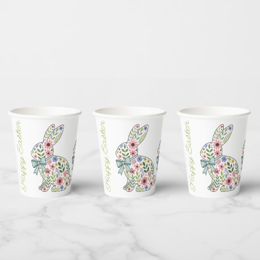 Gobelets En Papier Pink and Blue Wildflower Easter Rabbits (Multi)