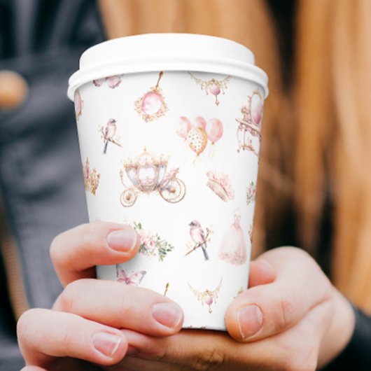 Gobelets En Papier Pink and Gold Princess Fairytale Anniversaire