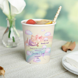 Gobelets En Papier Pink Bear Pastel Airplane Balloon