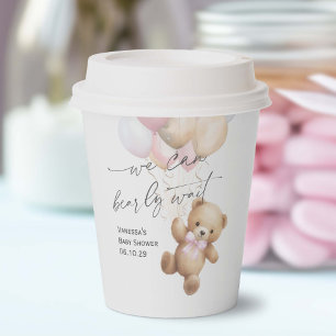 Gobelets En Papier Pink Bearly Wait Moderne bébé fille douche