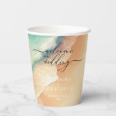 Gobelets En Papier Pink Blue Ocean Beach Sand Signature Boho (Verso)