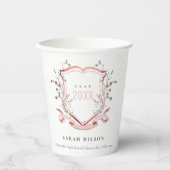 Gobelets En Papier Pink Blush Fleur sauvage Aquarelle Crest Graduatio (Recto)