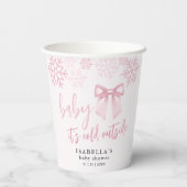 Gobelets En Papier Pink Bow Baby Its Cold Outside Baby Shower (Verso)