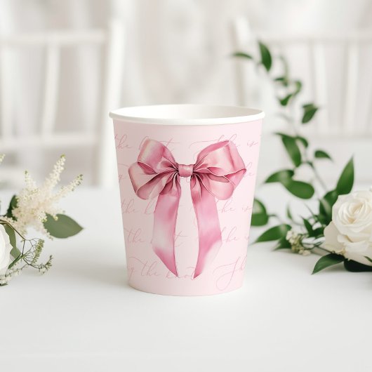 Gobelets En Papier Pink Bow C'est un Baby shower fille