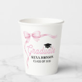Gobelets En Papier Pink Bow Class Of 2026 Graduation Party (Verso)