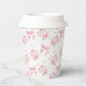 Gobelets En Papier Pink Bow et Flowers Girly (Verso)