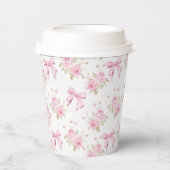 Gobelets En Papier Pink Bow et Flowers Girly (Recto)
