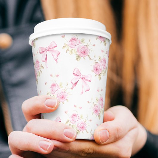 Gobelets En Papier Pink Bow et Flowers Girly