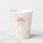 Gobelets En Papier Pink Bow fête d'anniversaire Whimsy Toile personna (Recto)