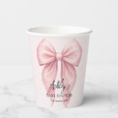 Gobelets En Papier Pink Bow Girl Baby Shower (Verso)