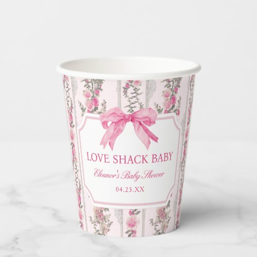 Gobelets En Papier Pink Bow Love Shack Baby shower Faveurs (Verso)