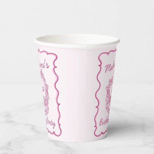 Gobelets En Papier Pink Bow Retro Coquette gâteau Coquette Anniversai (Droite)