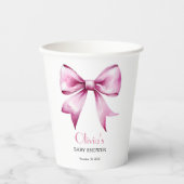 Gobelets En Papier Pink Bow Ribbon Baby Shower (Recto)