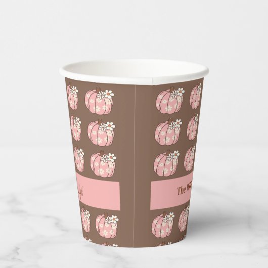 Gobelets En Papier Pink Citrouille Harvest Thanksgiving Diner tasse d (Droite)