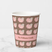 Gobelets En Papier Pink Citrouille Harvest Thanksgiving Diner tasse d (Recto)