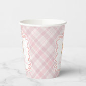 Gobelets En Papier Pink Coquette Bow Bear Tartan Plaid Baby Shower (Gauche)